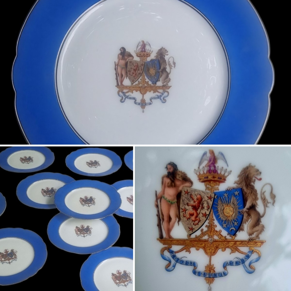 Series Of 20 Plates Coat Of Arms Crown Of Count Lostanges Crimean War Napoleon III  