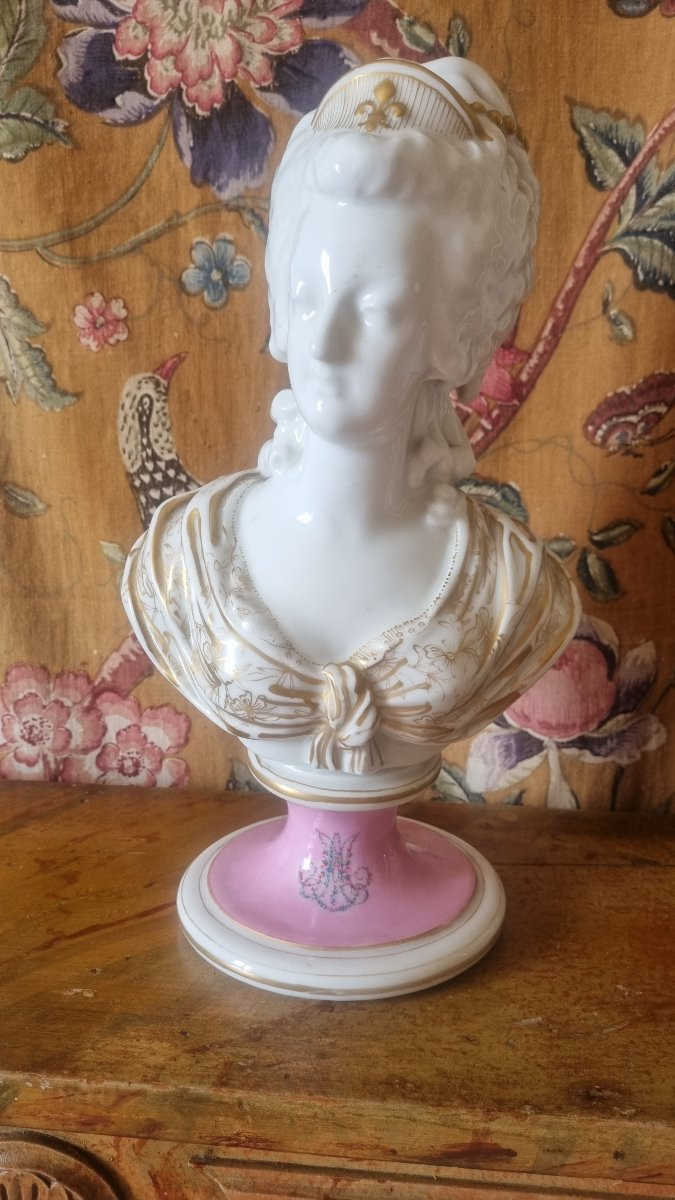Bust Of Marie-antoinette In Paris Porcelain 19th Century Sèvres -photo-5