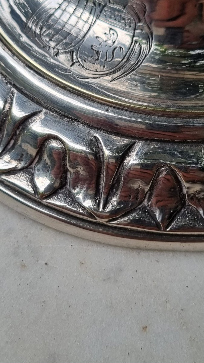 Writing Candle Holder With Marquis Crown Coat Of Arms Silver-plated Metal 18th Regence Period -photo-4