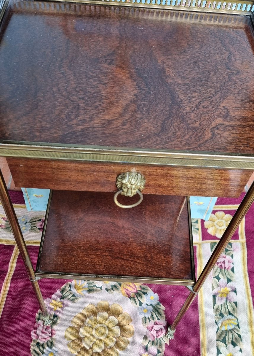 TABLE VOLANTE CHEVET BOUT DE CANAPÉ ACAJOU ET BRONZE DORÉ STYLE CONSULAT NEOCLASSIQUE -photo-1