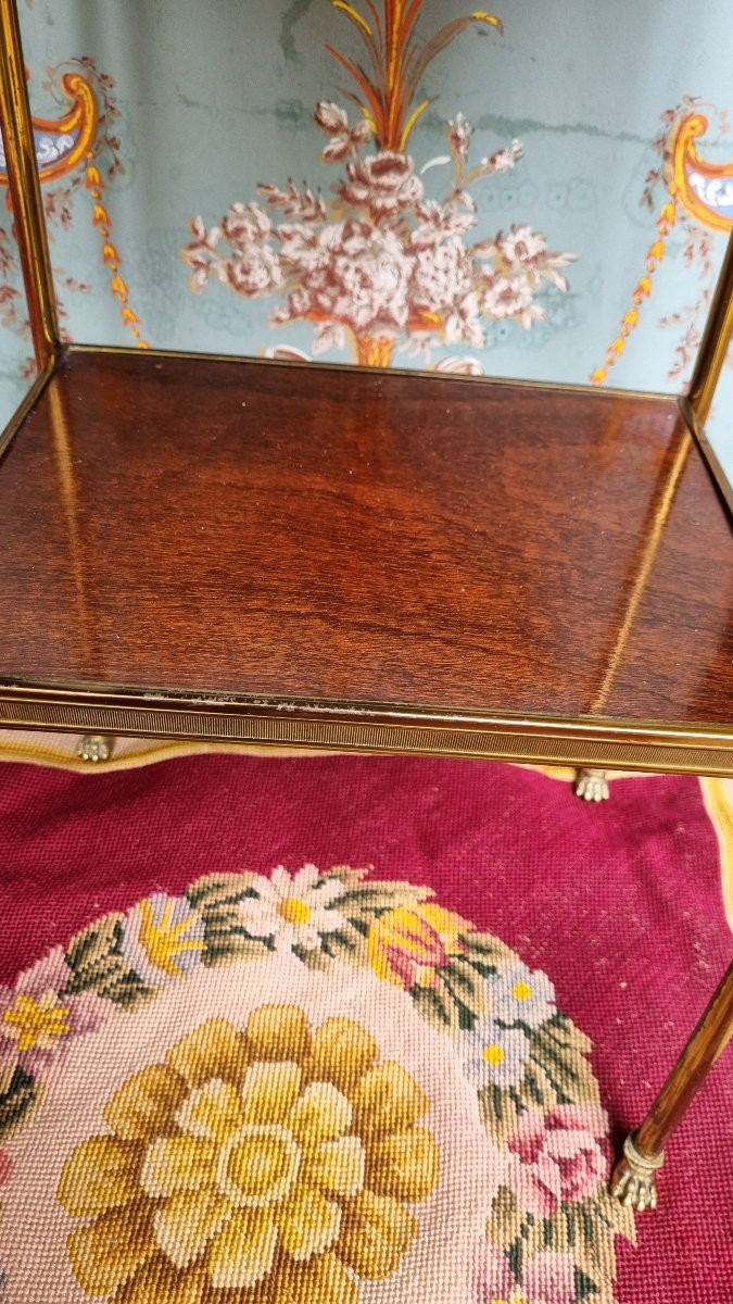 TABLE VOLANTE CHEVET BOUT DE CANAPÉ ACAJOU ET BRONZE DORÉ STYLE CONSULAT NEOCLASSIQUE -photo-3