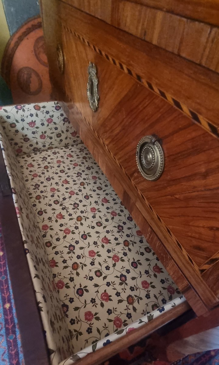 Small Parisian Chest Of Drawers Louis XVI Period 18th Century Marquetry -photo-2