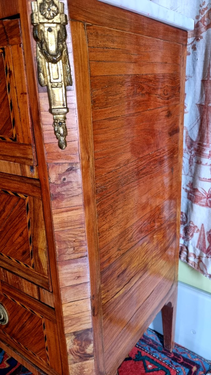 Small Parisian Chest Of Drawers Louis XVI Period 18th Century Marquetry -photo-4