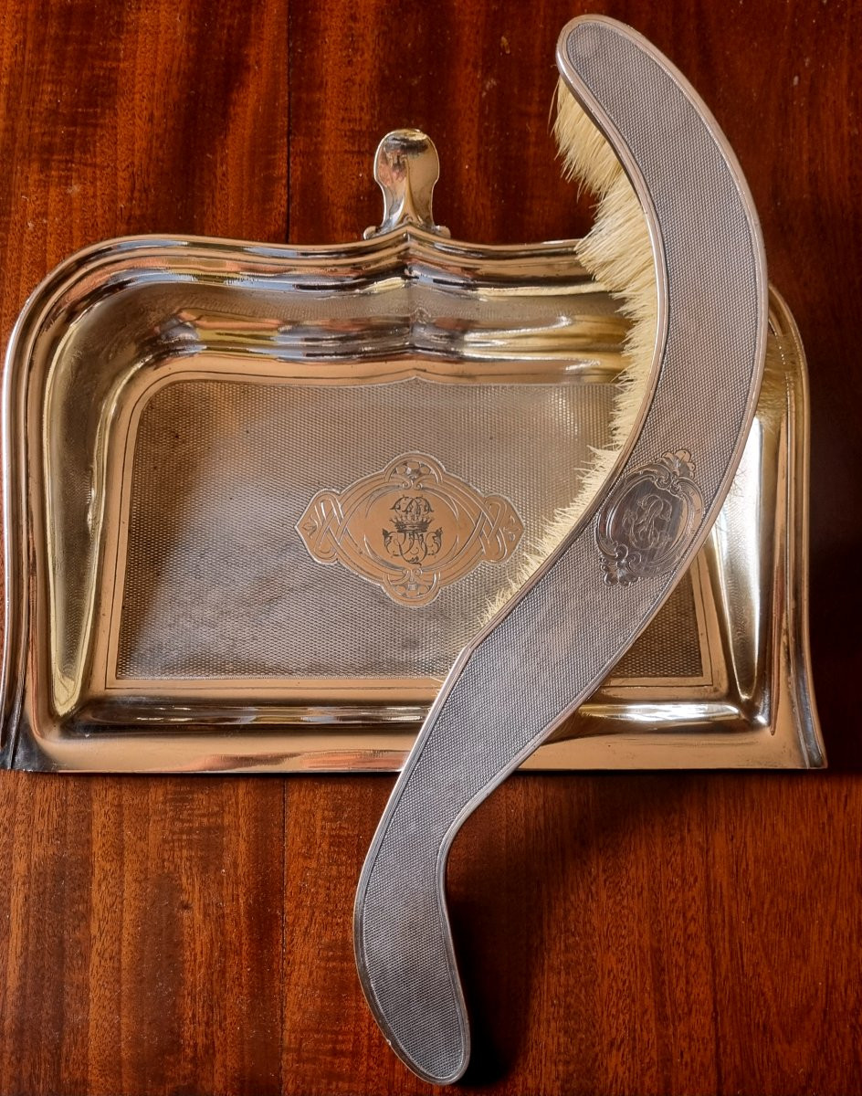 Christofle Crumbshop Spoon Silver-plated Metal Crown Count Coat Of Arms Napoleon III -photo-2