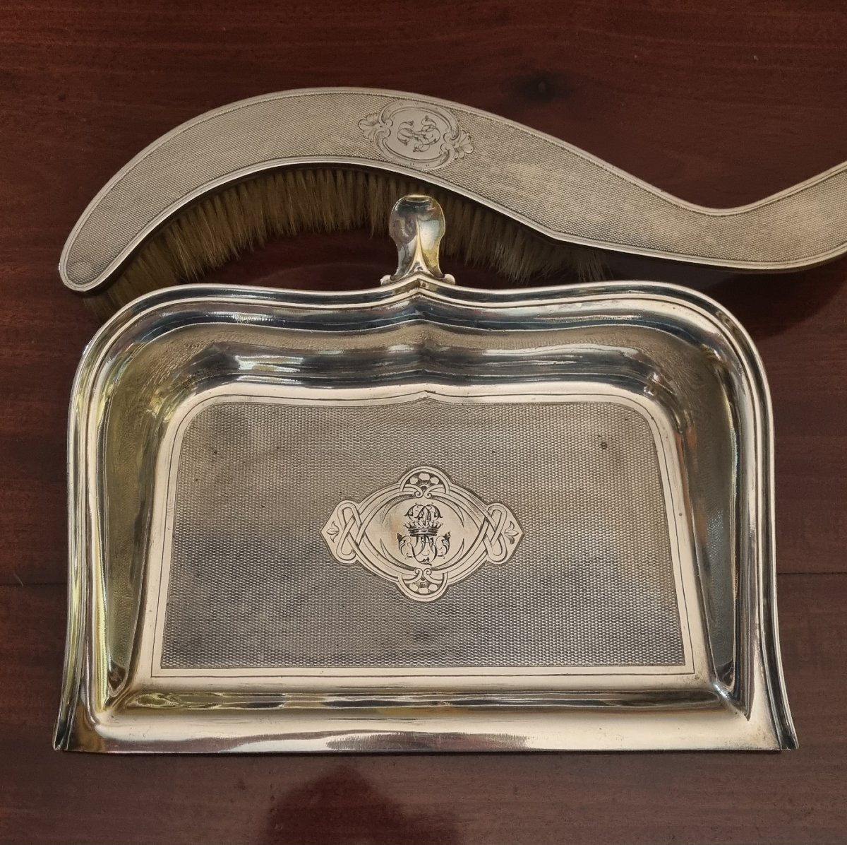 Christofle Crumbshop Spoon Silver-plated Metal Crown Count Coat Of Arms Napoleon III -photo-3