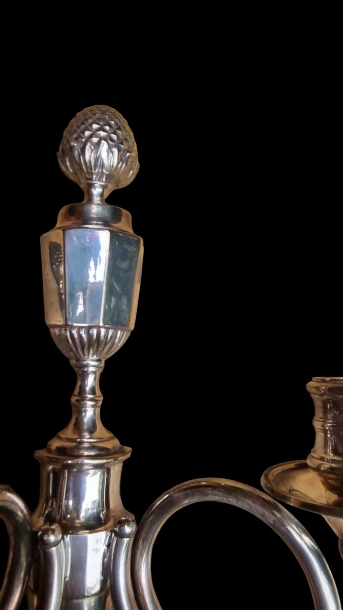 PAIRE D'APPLIQUES EN BRONZE ARGENTÉ ORFEVRE BOUIN HENRY TABURET LOUIS XVI-photo-3