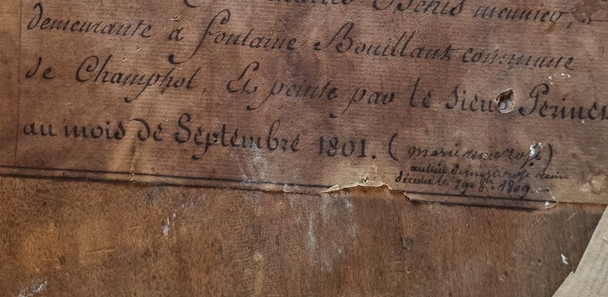 PORTRAIT DE FEMME DE 1802 HUILE sur PANNEAU CHARTRES CHAMPHOL NORMANDIE-photo-4