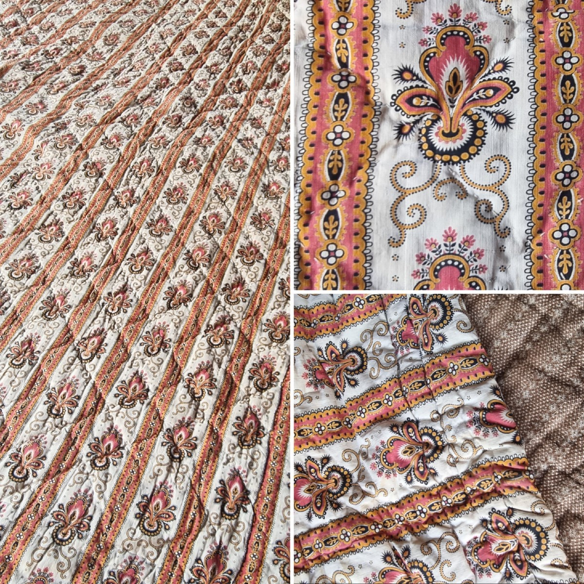 Large Quilted Blanket Boutis Provence Languedoc Boutis Napoleon III Period 