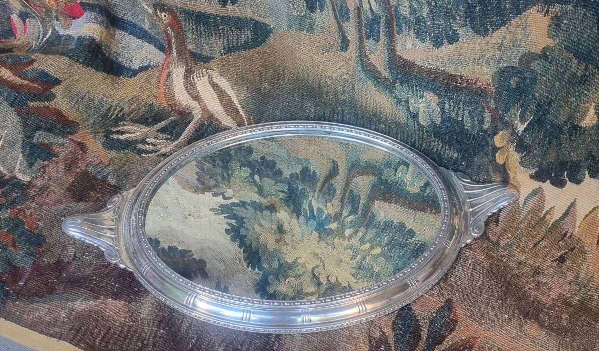 1920s Art Deco Style Silver Metal Centerpiece Table Top-photo-4