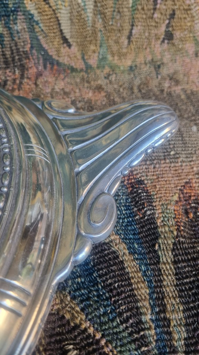1920s Art Deco Style Silver Metal Centerpiece Table Top-photo-5