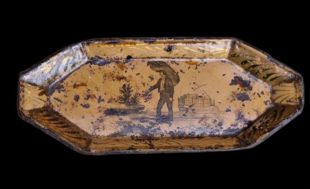 Snuff Tray Painted Sheet Metal Late 18th Century Snuff Holder