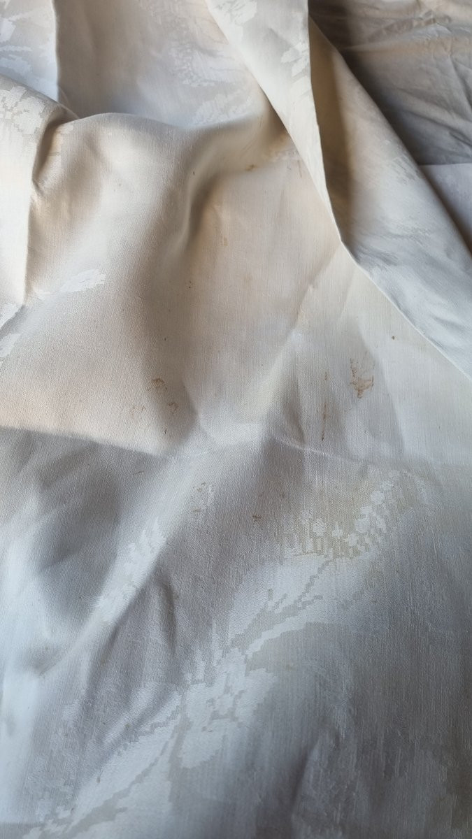 SERVICE DE TABLE NAPPE 5,50 M.ET 18 SERVIETTES EN LIN DAMASSÉ ÉPOQUE NAPOLÉON III -photo-3