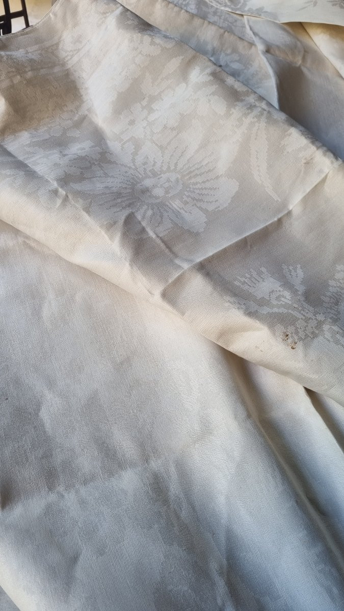 SERVICE DE TABLE NAPPE 5,50 M.ET 18 SERVIETTES EN LIN DAMASSÉ ÉPOQUE NAPOLÉON III -photo-6