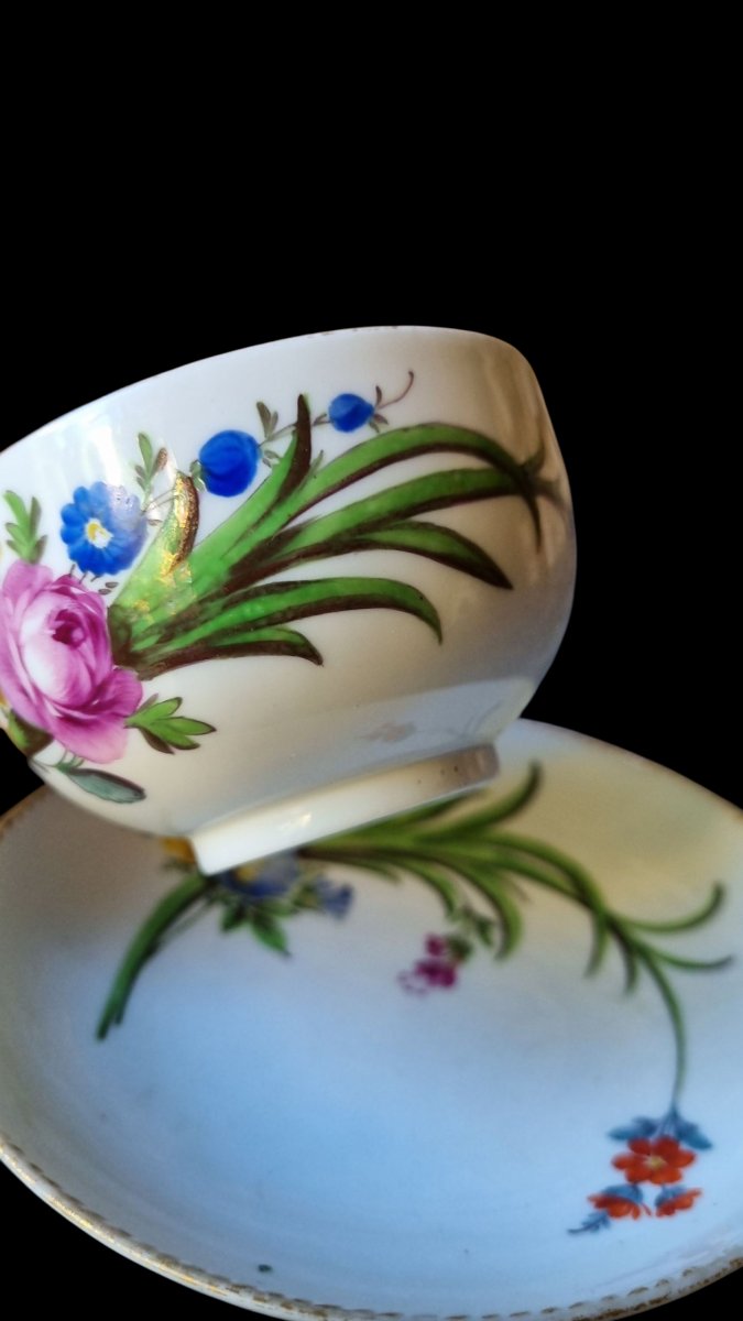 Meissen Porcelain Marcolini Period Cup And Saucer 18th Century-photo-3