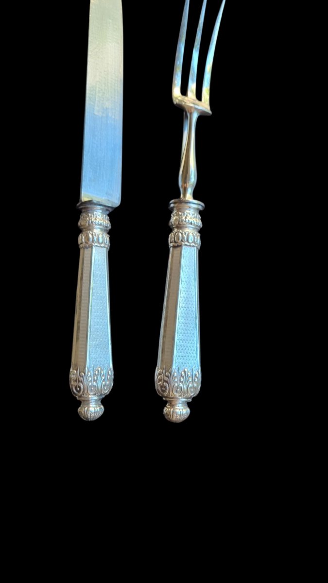 SERVICE À DECOUPER COUVERTS STYLE RENAISSANCE EPOQUE NAPOLEON III ARGENT MASSIF MINERVE-photo-4