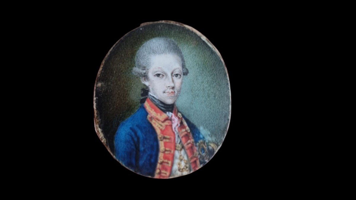 MINIATURE FIN XVIIIe PORTRAIT PRES.  CHARLES EMMANUEL IV MAISON DE SAVOIE ORDRE DE L'ANNONCIADE
