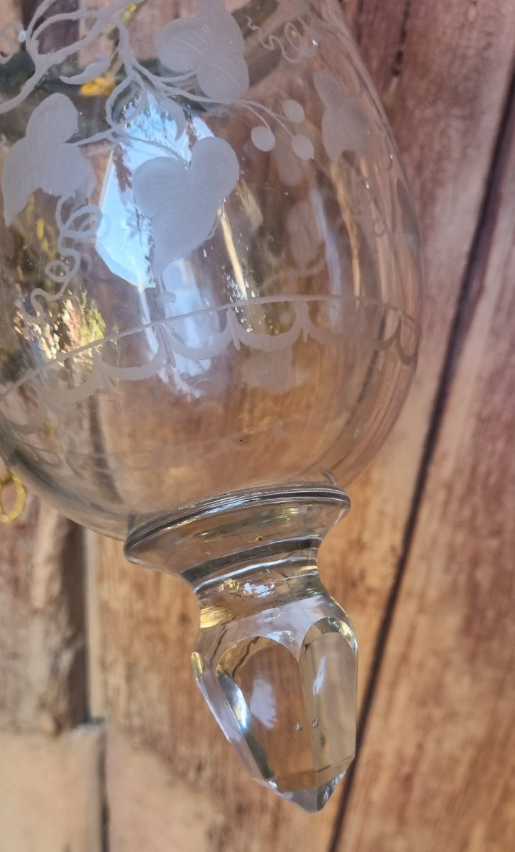 LANTERNE DE VESTIBULE PETIT LUSTRE  CRISTAL GRAVÉ EPOQUE NAPOLEON III-photo-3