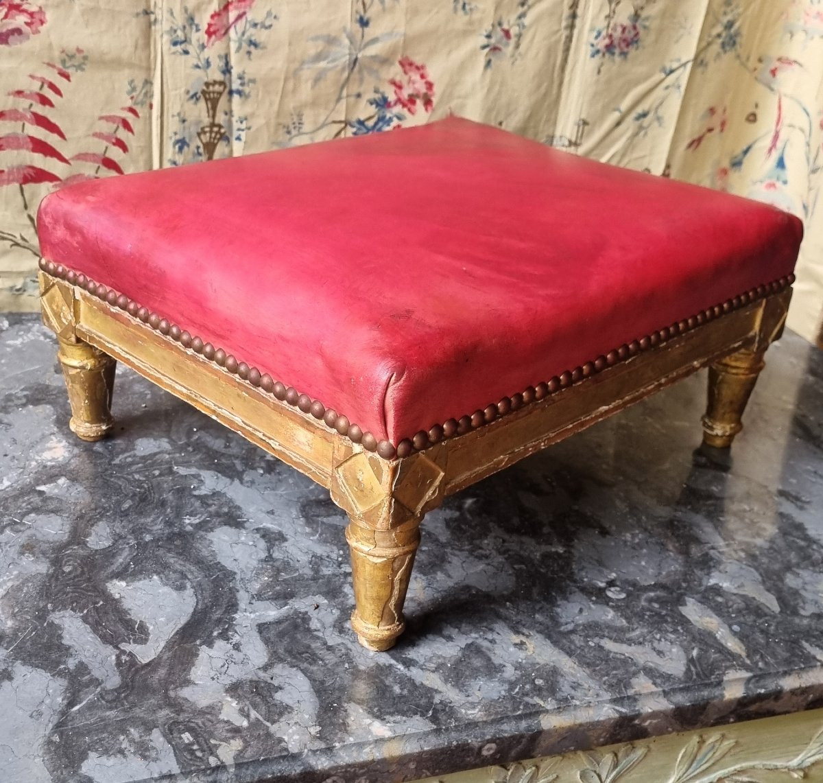 18th Century Period Footrest Louis XVI Directoire Giltwood Footrest Stool-photo-2