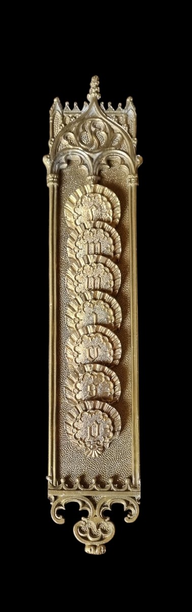 SEMAINIER EN BRONZE DORÉ EPOQUE CHARLES X NEOGOTHIQUE TROUBADOUR 