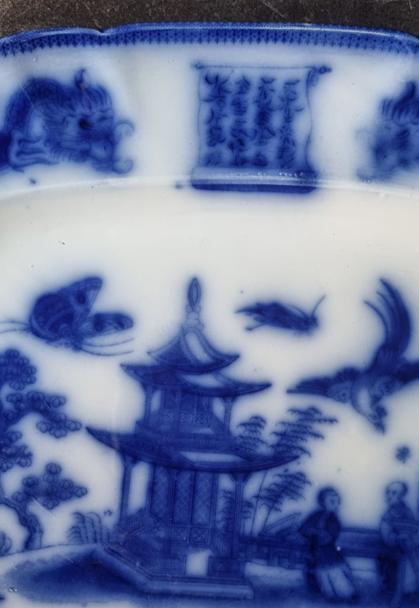 JULES VIEILLARD FAÏENCE FINE BORDEAUX PLAT STYLE CHINOIS CHINE TONKIN-photo-1