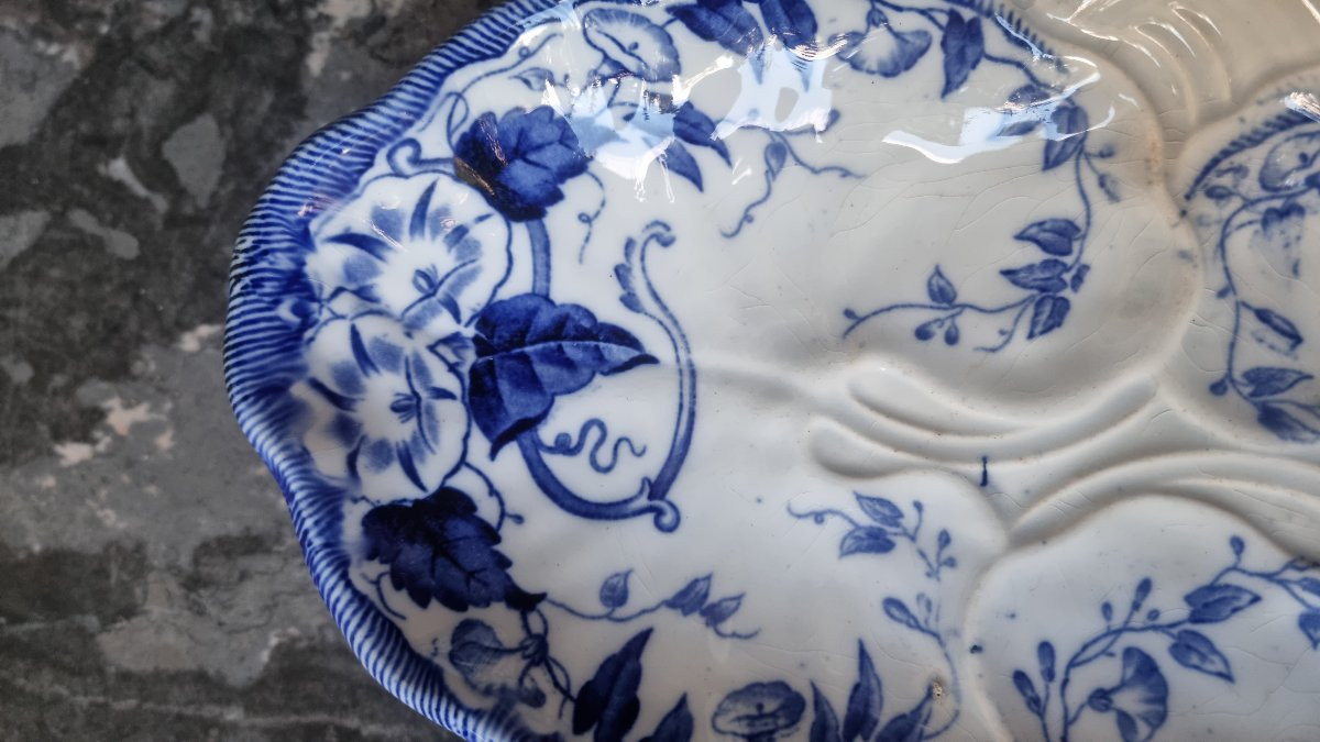 PAIRE DE RAVIERS EN FAÏENCE FINE DE CREIL ET MONTEREAU SERVICE FLORA-photo-2