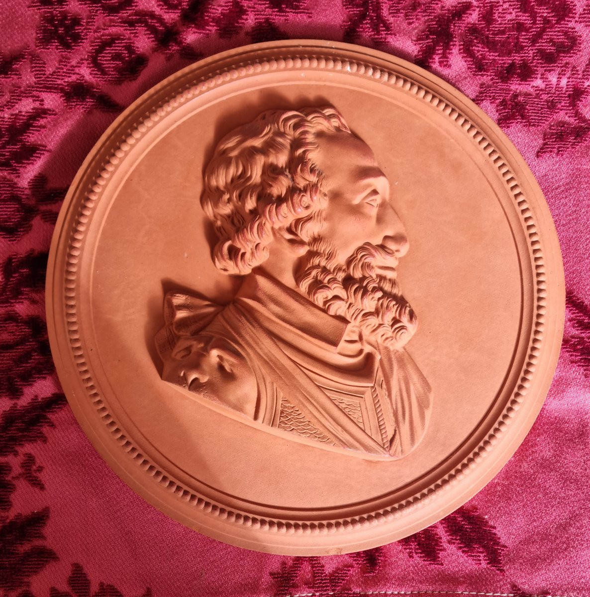 Profile Medallion Henry IV Terracotta 19th Century Lartigue Steam Factory In Auch Henry Royal Bourbo-photo-2