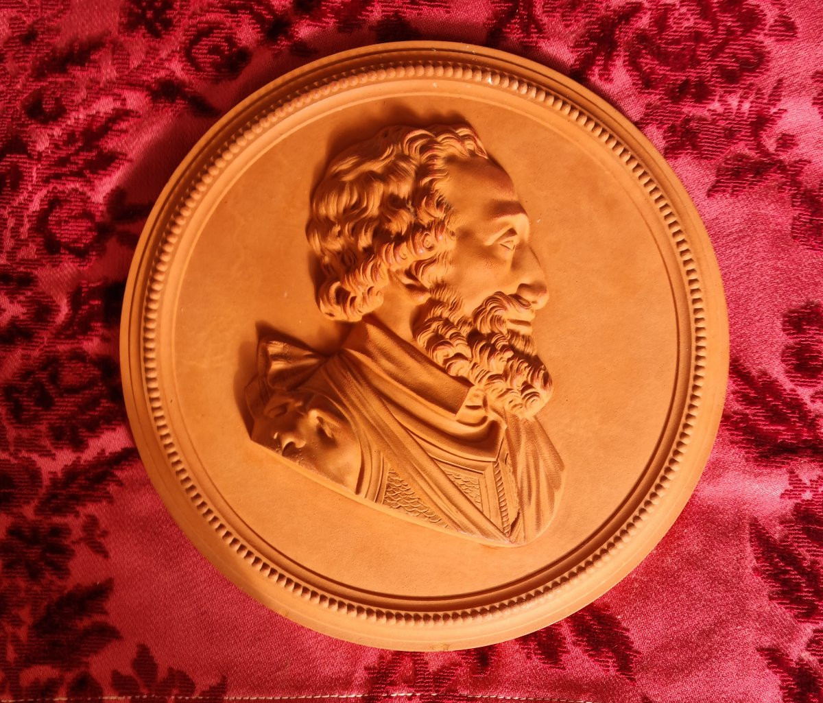Profile Medallion Henry IV Terracotta 19th Century Lartigue Steam Factory In Auch Henry Royal Bourbo-photo-5