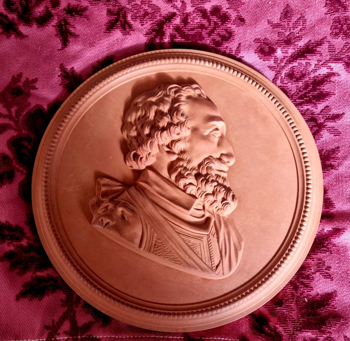 Profile Medallion Henry IV Terracotta 19th Century Lartigue Steam Factory In Auch Henry Royal Bourbo