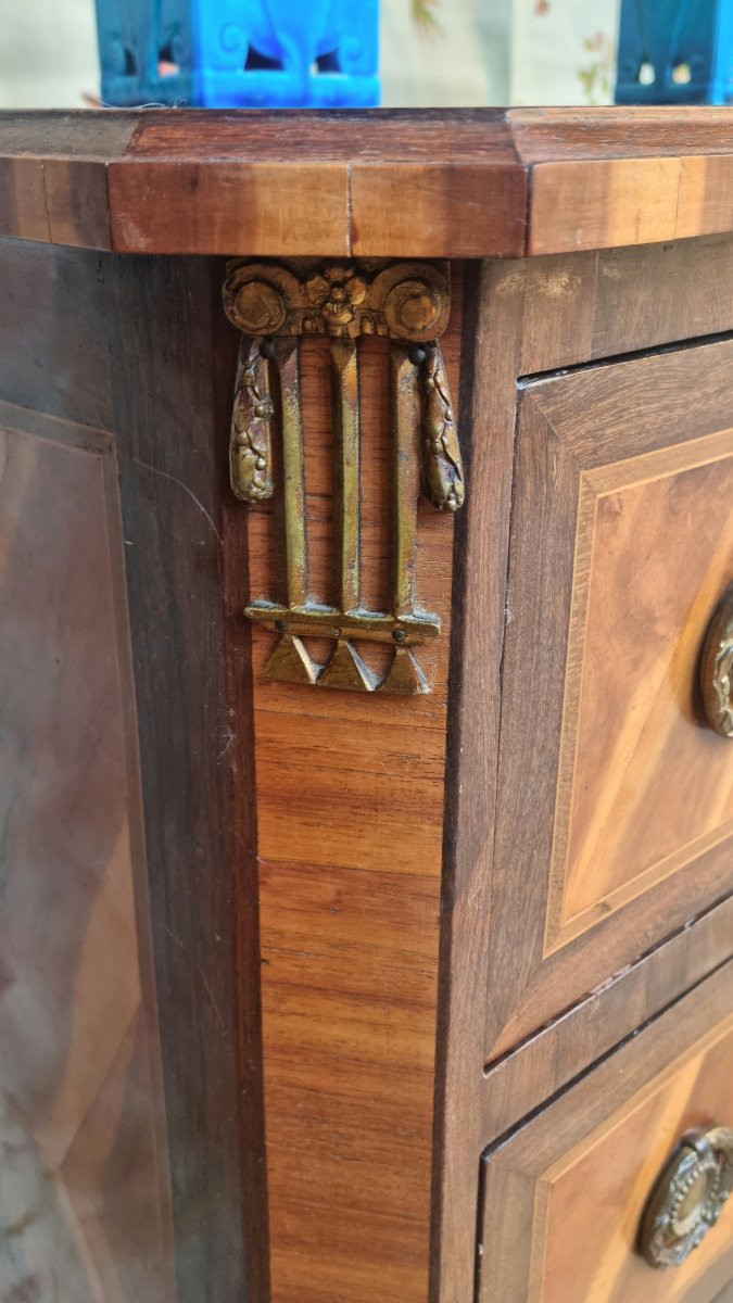 COMMODE COMMODINE D'ENTRE DEUX MARQUETERIE ÉPOQUE XVIIIe LOUIS XVI-photo-3