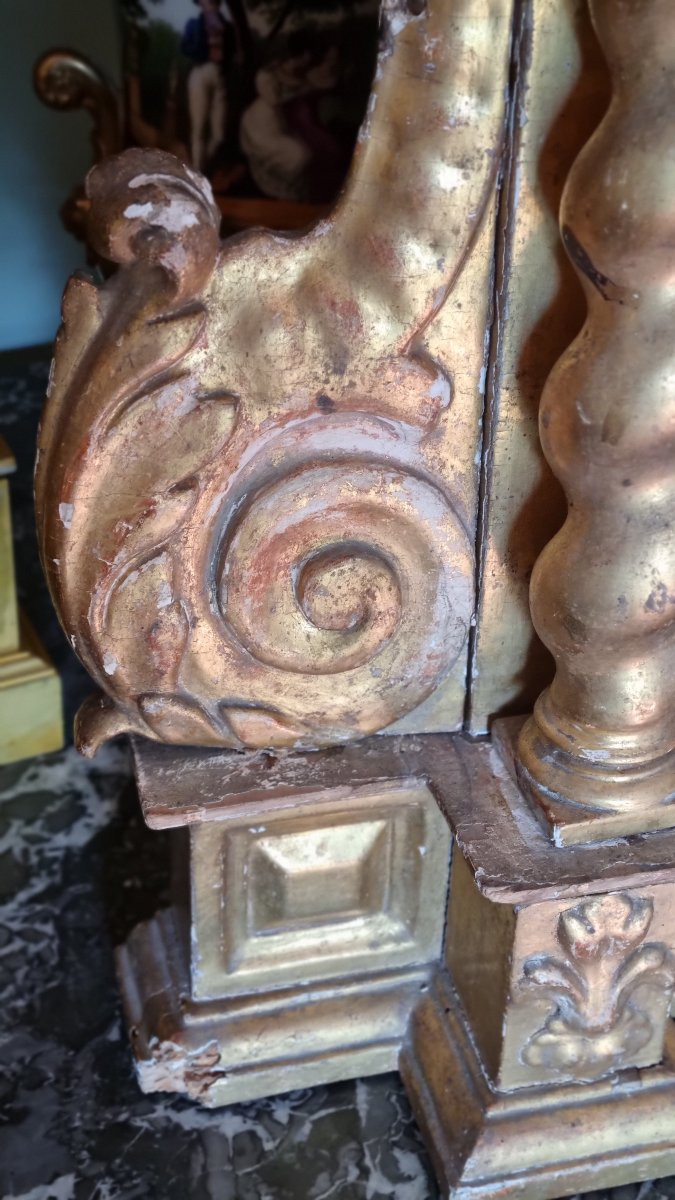 Religious Object Altarpiece Gilt Wood 18th Century -photo-2