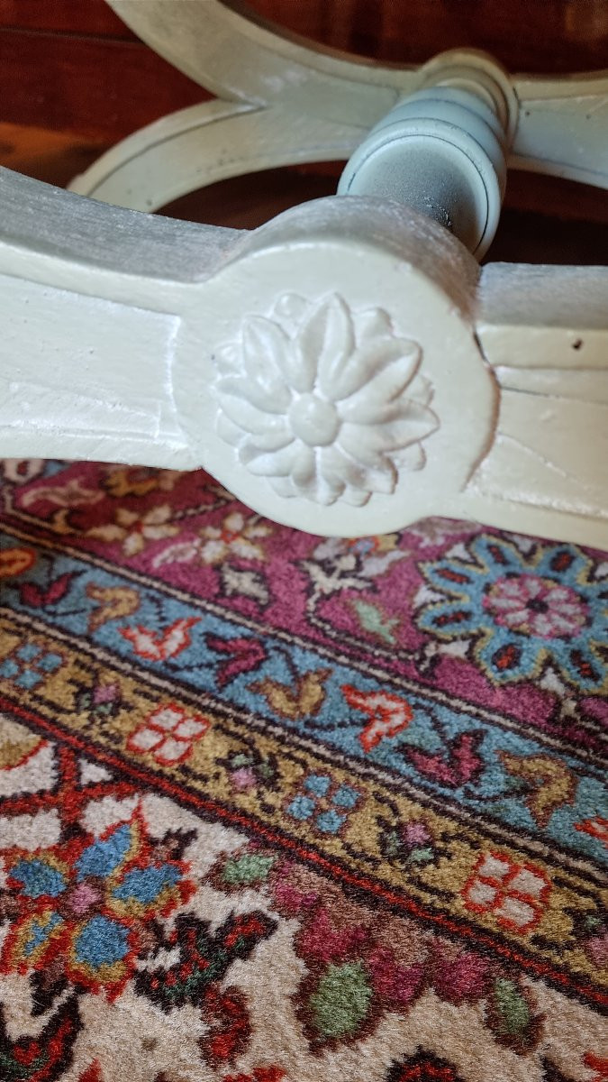 TABOURET CURULE MILIEU XIXe TISSU BRAQUENIE-photo-4