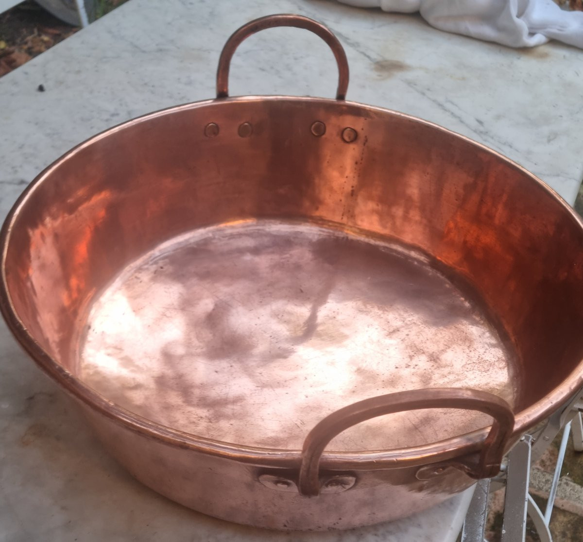 Large Copper Jam Basin Princess Of Conde Crown Cauldron Coat Of Arms -photo-4