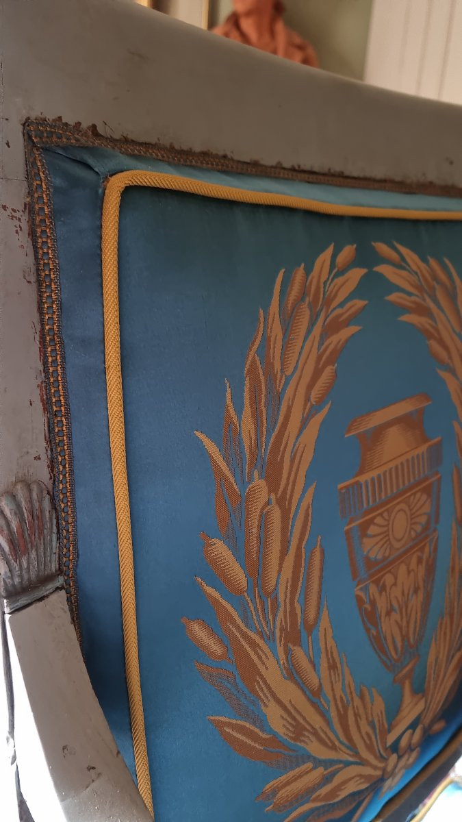 PAIRE DE FAUTEUILS D'OFFICIER EPOQUE CONSULAT EMPIRE SOIE-photo-3