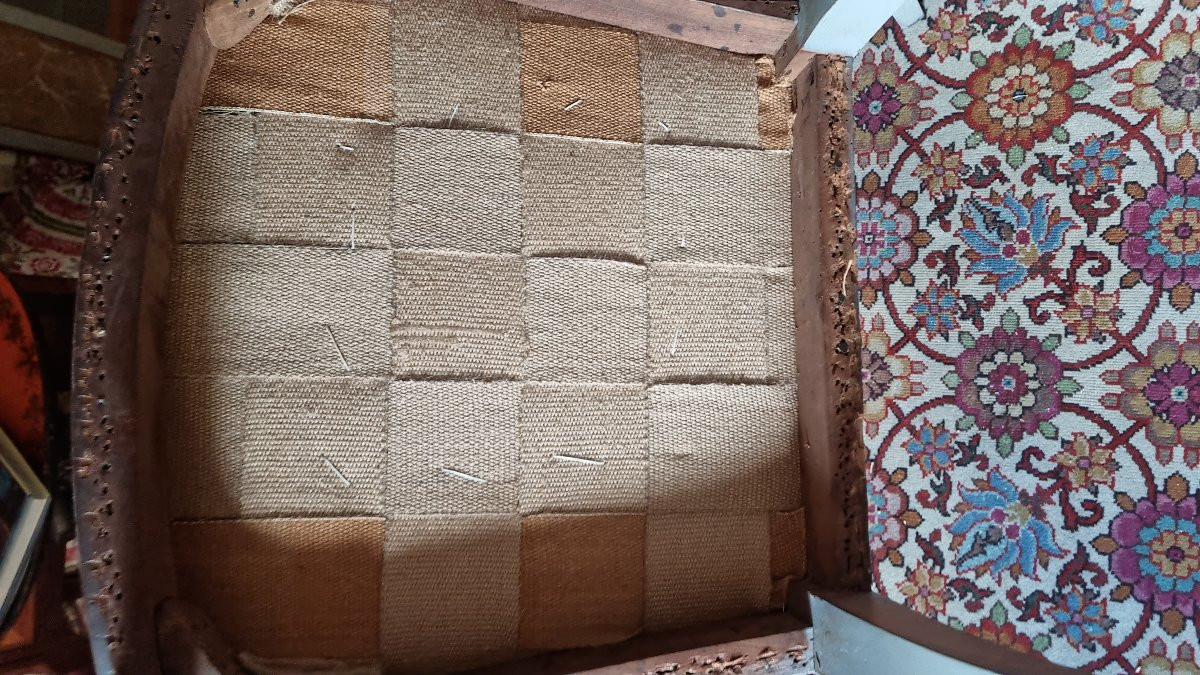 PAIRE DE FAUTEUILS D'OFFICIER EPOQUE CONSULAT EMPIRE SOIE-photo-7