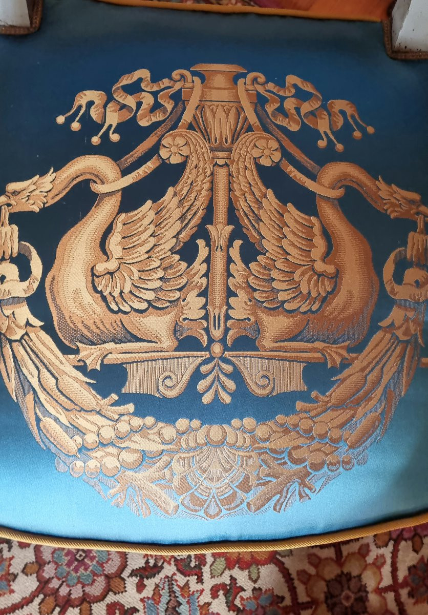 PAIRE DE FAUTEUILS D'OFFICIER EPOQUE CONSULAT EMPIRE SOIE-photo-8