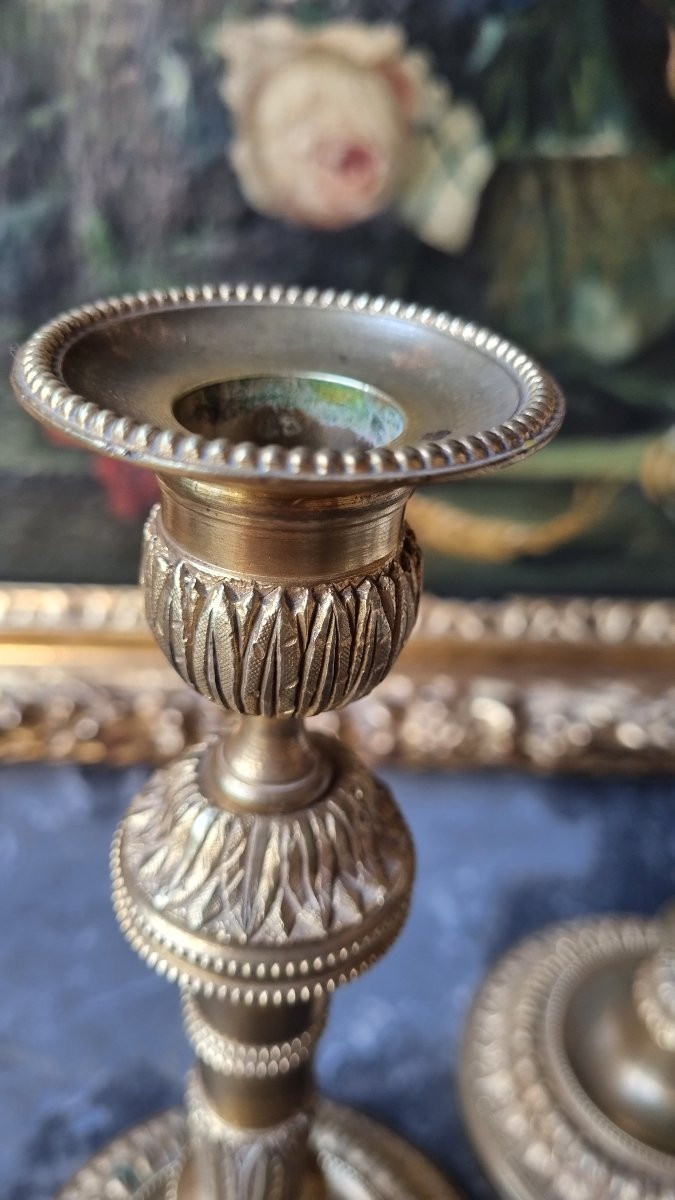 PAIRE DE BOUGEOIRS STYLE LOUIS XVI ÉPOQUE XIXe-photo-2