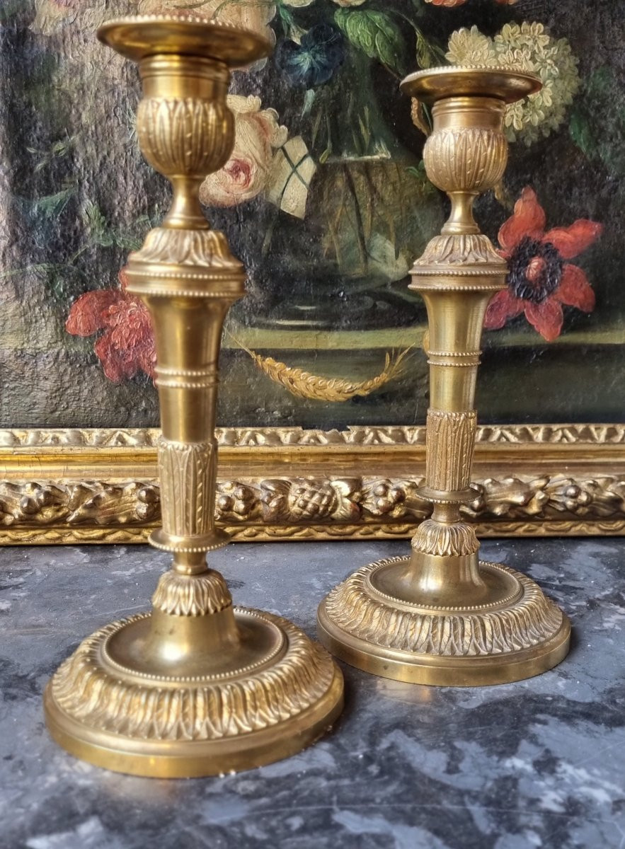 PAIRE DE BOUGEOIRS STYLE LOUIS XVI ÉPOQUE XIXe-photo-2