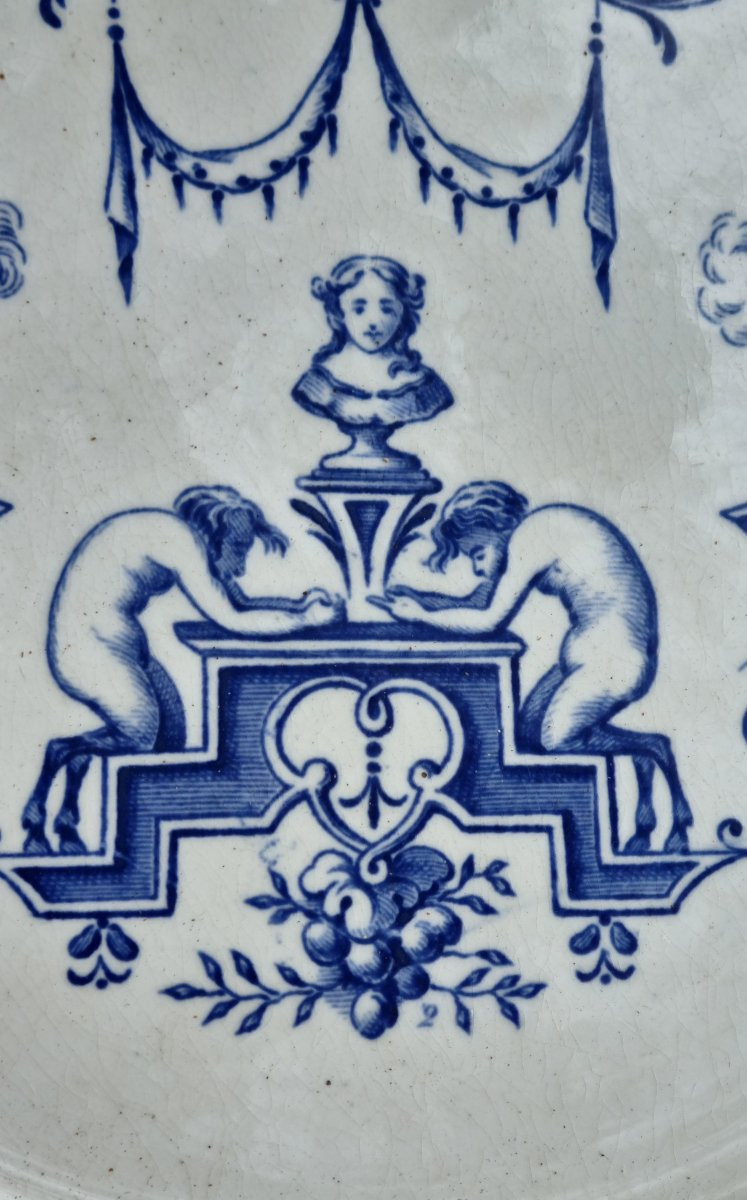 SERIE DE 6 ASSIETTES PLATES SERVICE MOUSTIERS EN FAIENCE DE BORDEAUX JULES VIEILLARD-photo-4