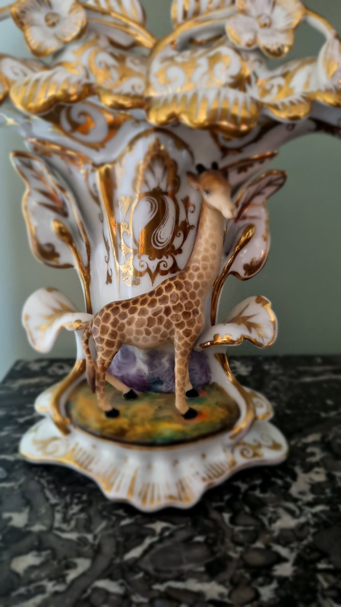 Rare Paris Porcelain Giraffe Vase Old Paris Girafomania -photo-3