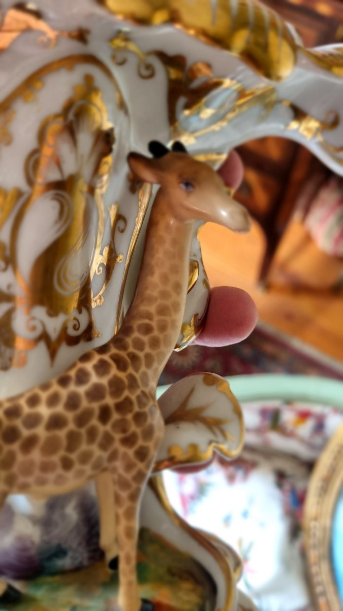 Rare Paris Porcelain Giraffe Vase Old Paris Girafomania -photo-1