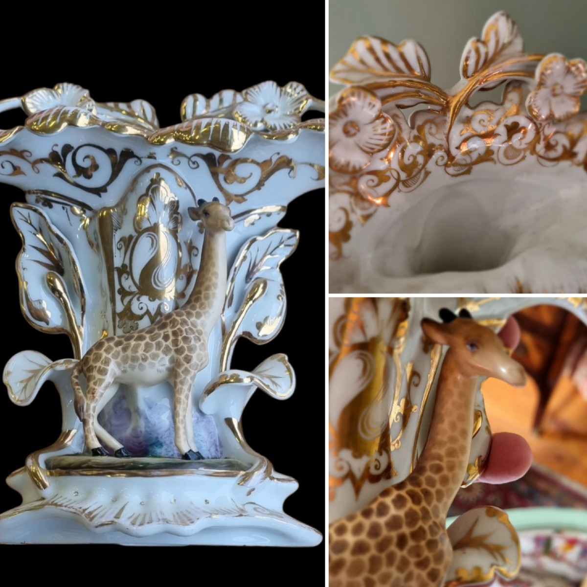 Rare Paris Porcelain Giraffe Vase Old Paris Girafomania 