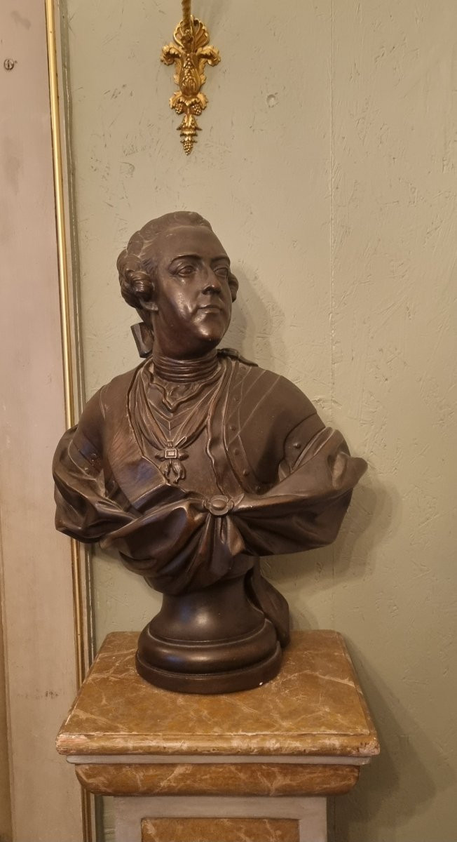Plaster Bust Of Louis XV, Cast From The Louvre, King Of France -photo-2