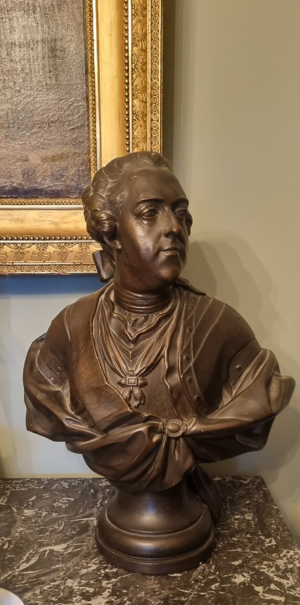 Plaster Bust Of Louis XV, Cast From The Louvre, King Of France -photo-3
