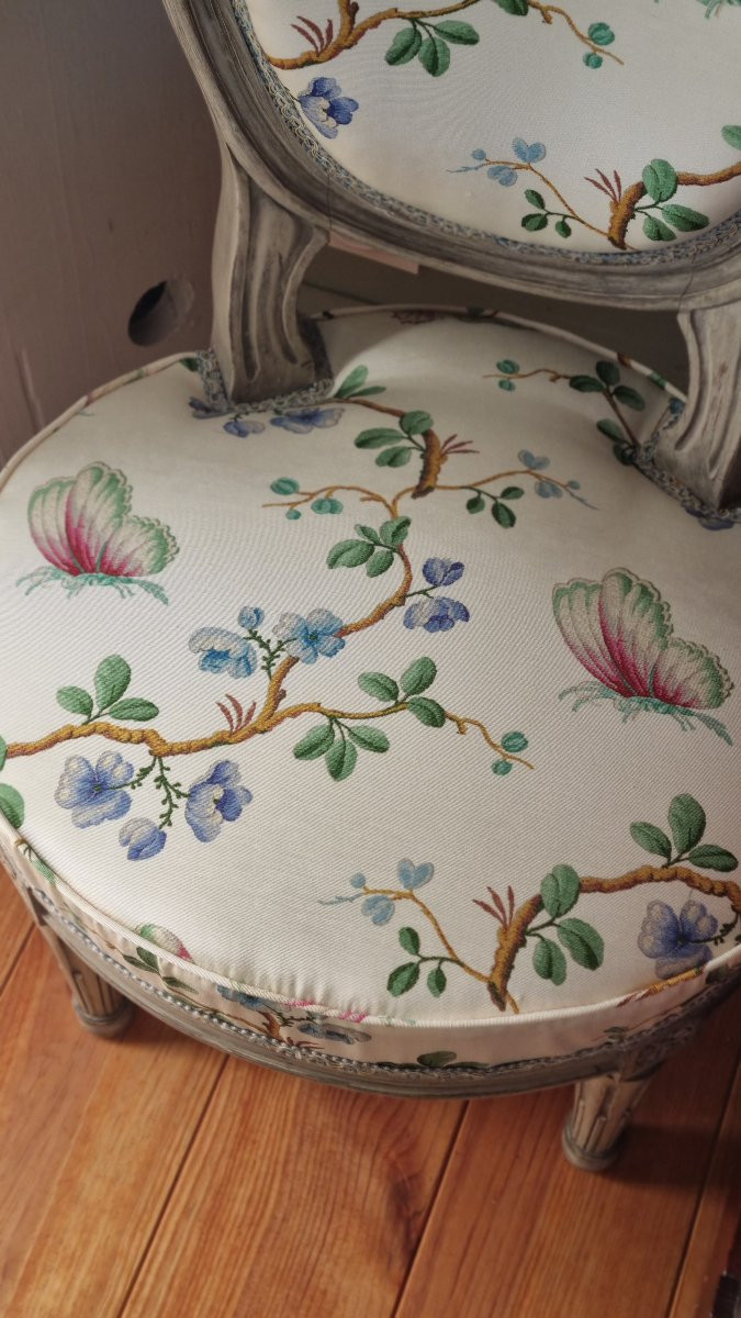 Pair Of Small Louis XVI Style Chairs By Pierre Frey Comoglio-photo-3