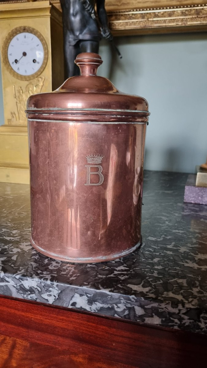 Copper Box Crowned Count B Crowned Kitchen 19th Century-photo-3