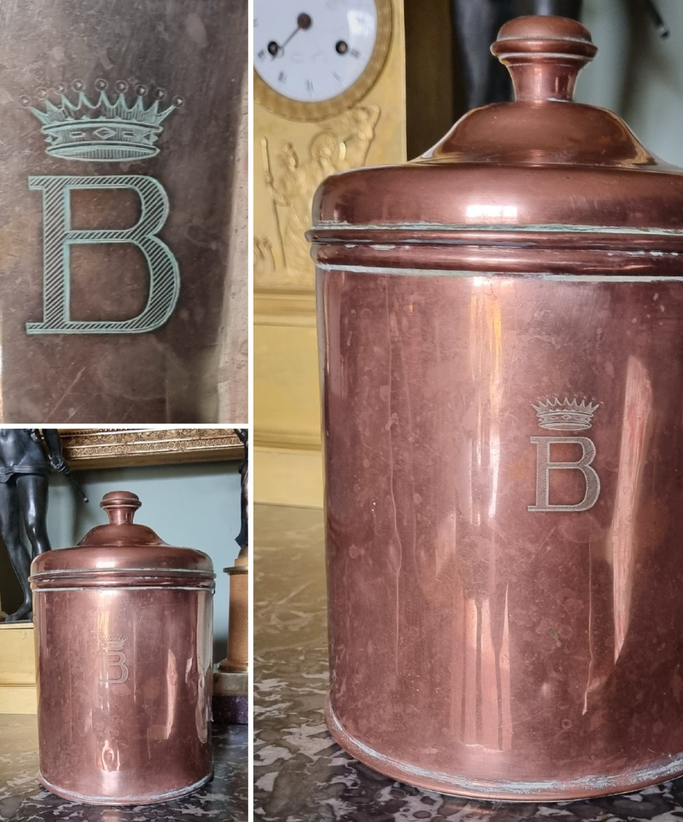 Copper Box Crowned Count B Crowned Kitchen 19th Century