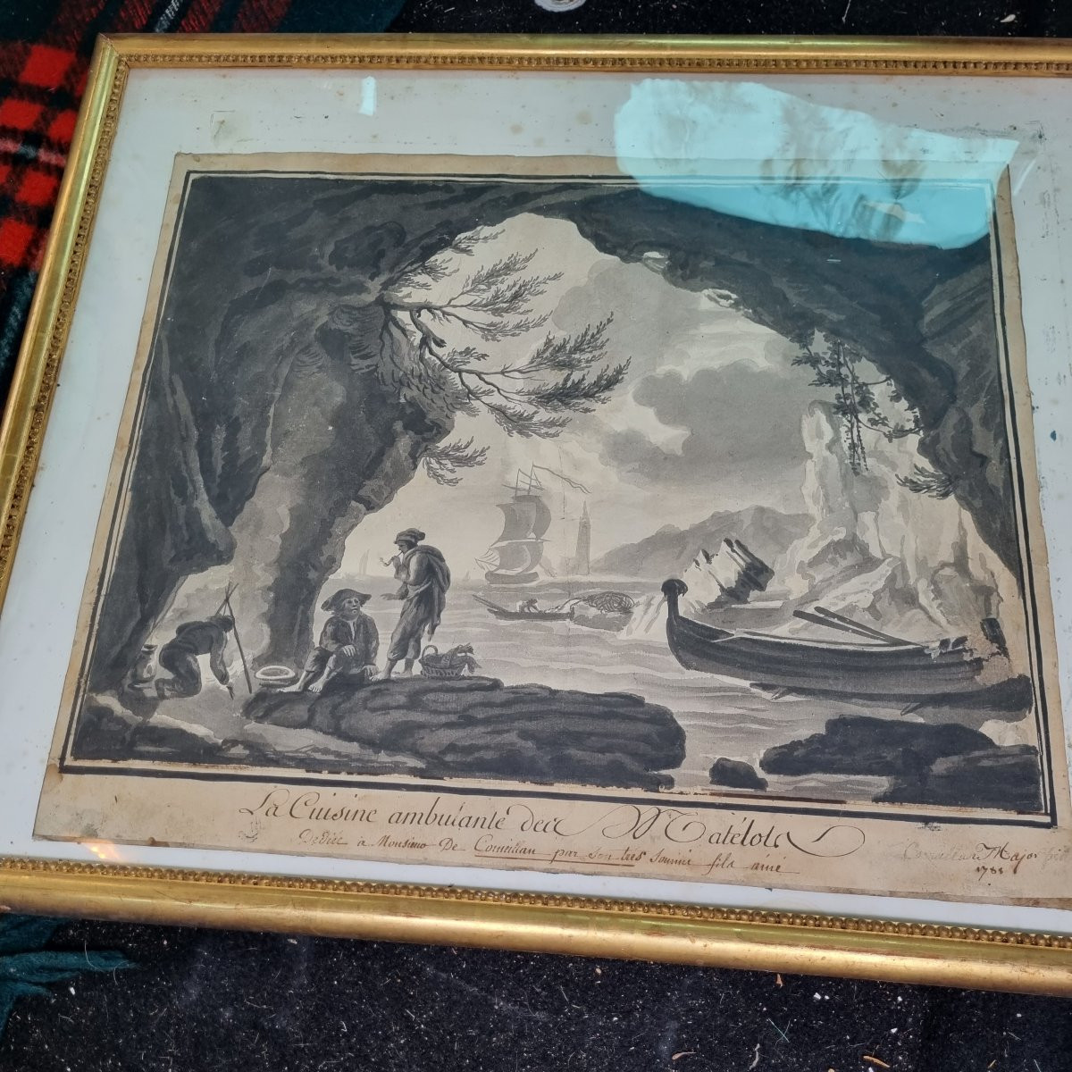 LAVIS EPOQUE XVIIIe D'APRÈS VERNET VUE DE PORT MARINE-photo-2