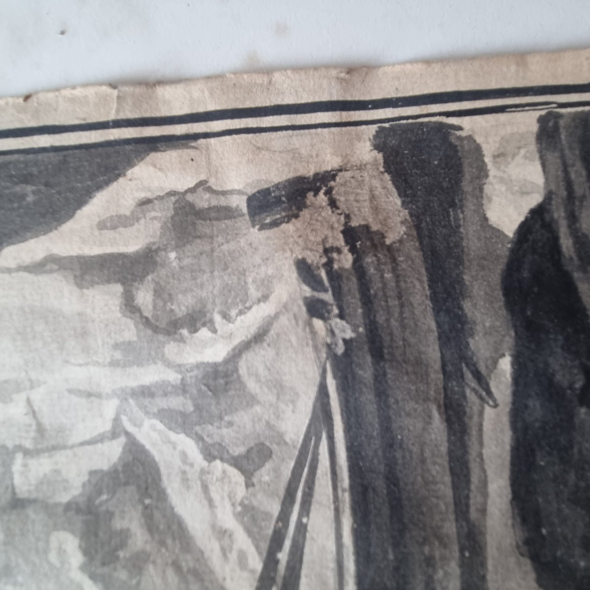 LAVIS EPOQUE XVIIIe D'APRÈS VERNET VUE DE PORT MARINE-photo-6