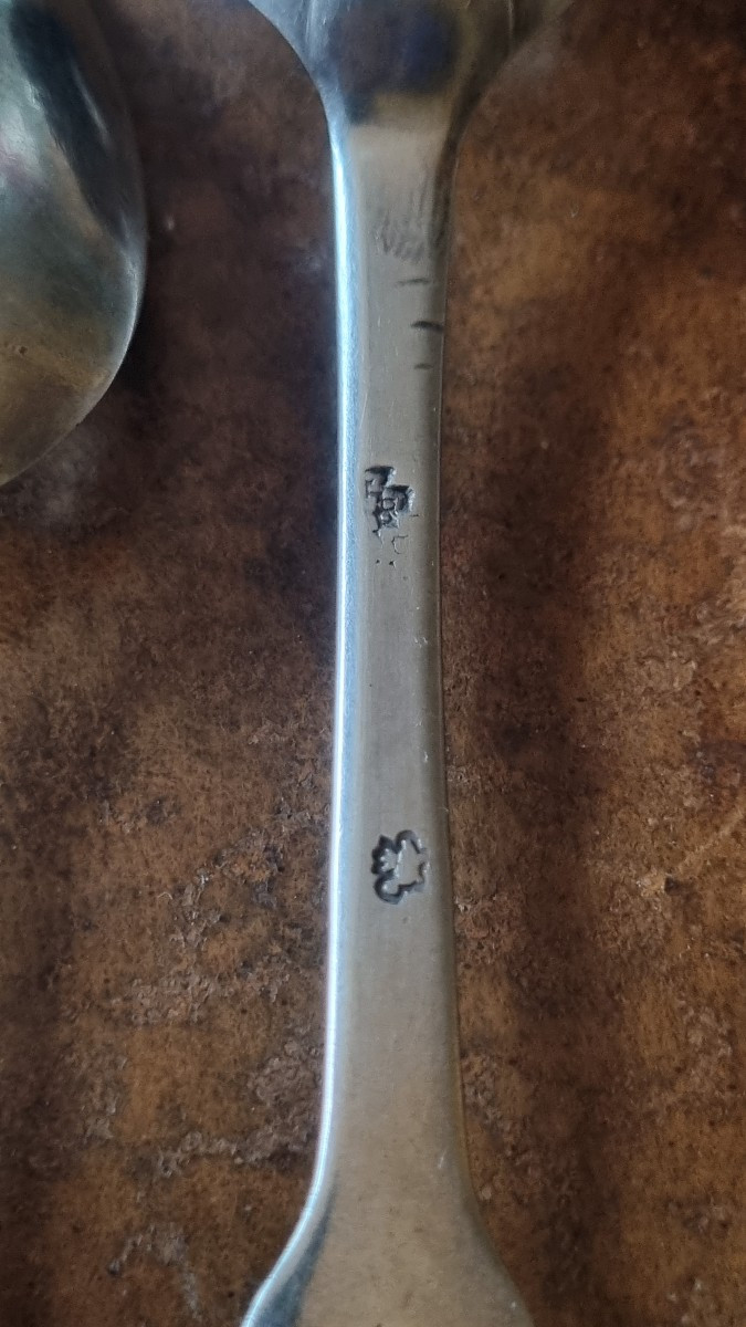 4 Small Solid Silver Spoons, Hallmarked With The Farmers General's Mark, 18th Century, For Coffee-photo-4