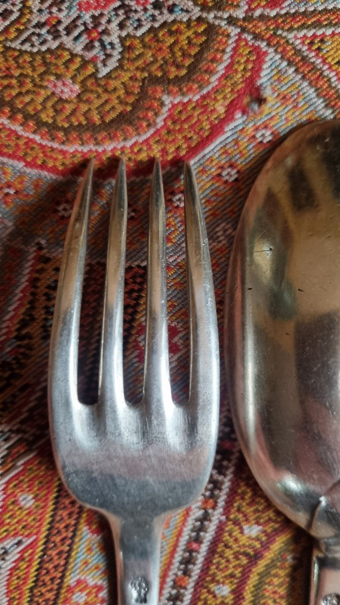 Solid Silver Covered Plate, Farmers General, Coat Of Arms, 18th Century, Single Plate, Fork, Spoon -photo-4